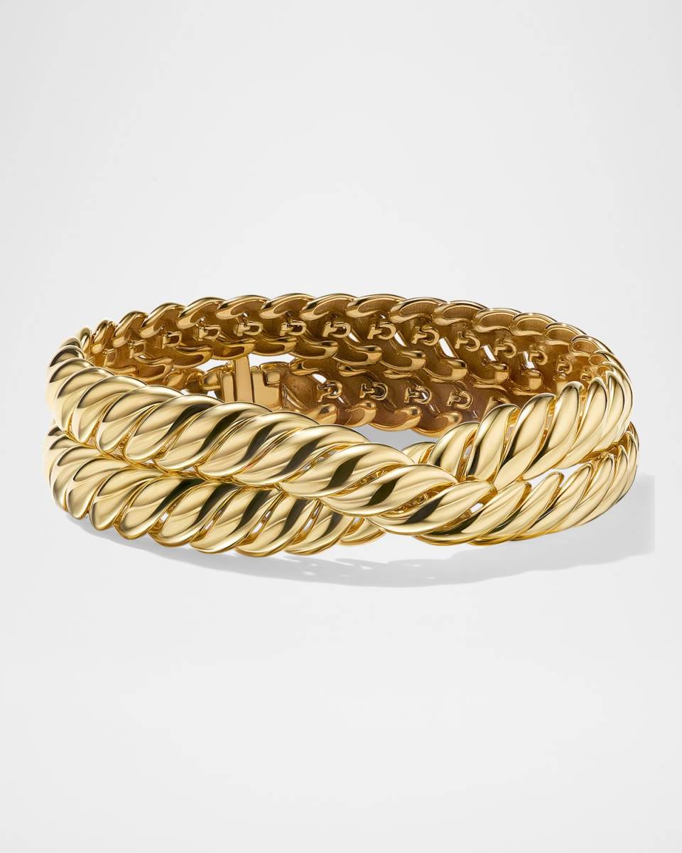 8.5mm Sculpted Cable 2-Wrap Bracelet in 18K Gol